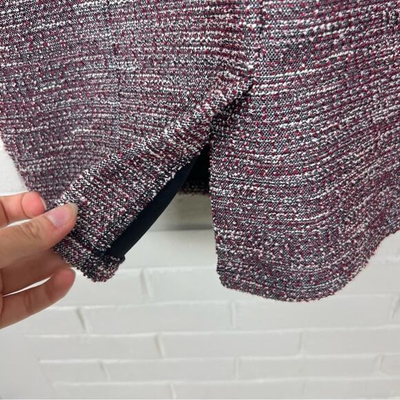 LOFT Mixed Red Boucle Tweed Knit Sleeveless Career Sheath Dress Size 8P - Picture 8 of 10